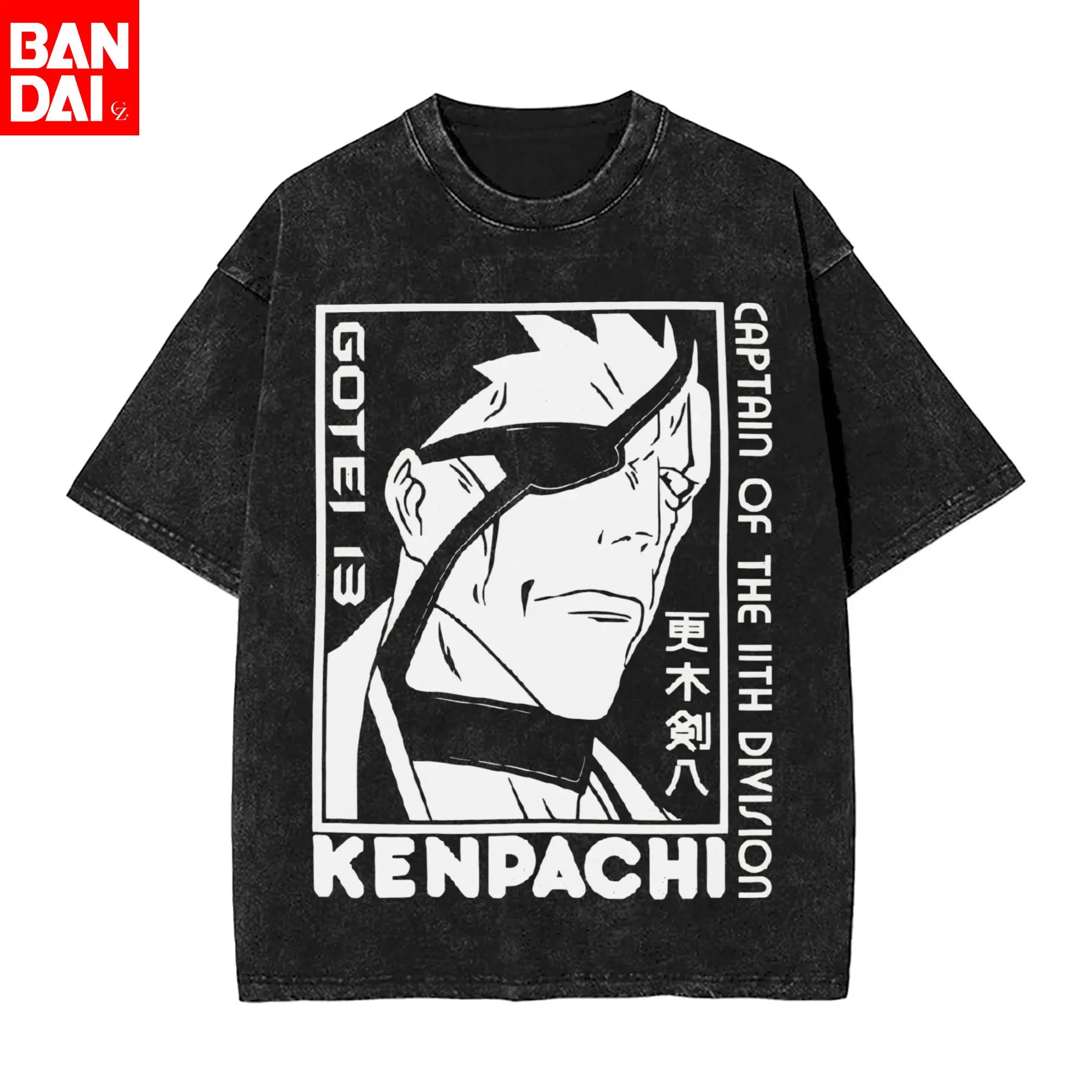 

Retro Wash BLEACH Kuchiki Byakuya T Shirt Men Oversized Anime Graphic Tees Senbonzakura Kageyoshi Print Cotton Short Sleeve