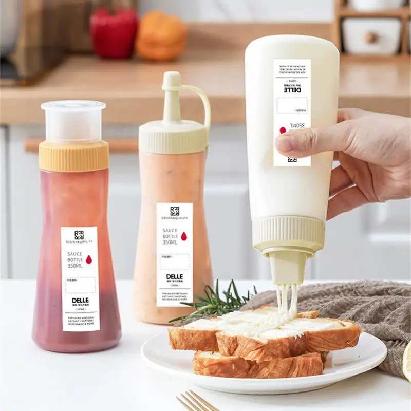 Sauce Bottles With Anti-spill Lids Efficient Kitchen Accessories Sanitary Kitchen Gadgets Sauce Squeeze Bottle Actual Convenient