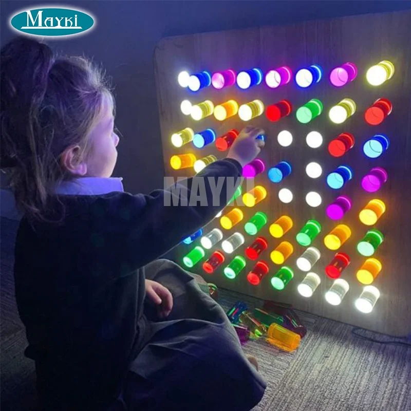 60*60cm Wall Hanging Sensory Light Panel with 64 Colourful Acrylic Rods