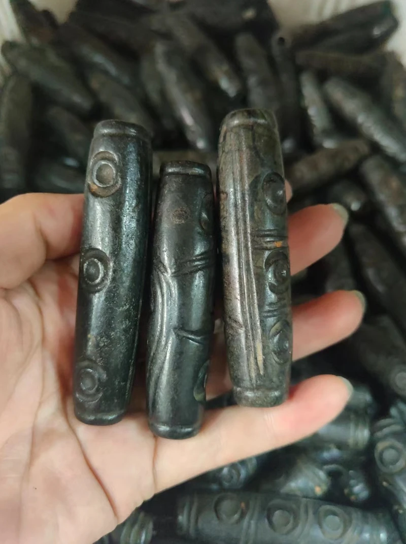 1pc Chinese Hongshan culture meteorite iron sculpture sacrificial jade Cong statue Tianzhu pendant