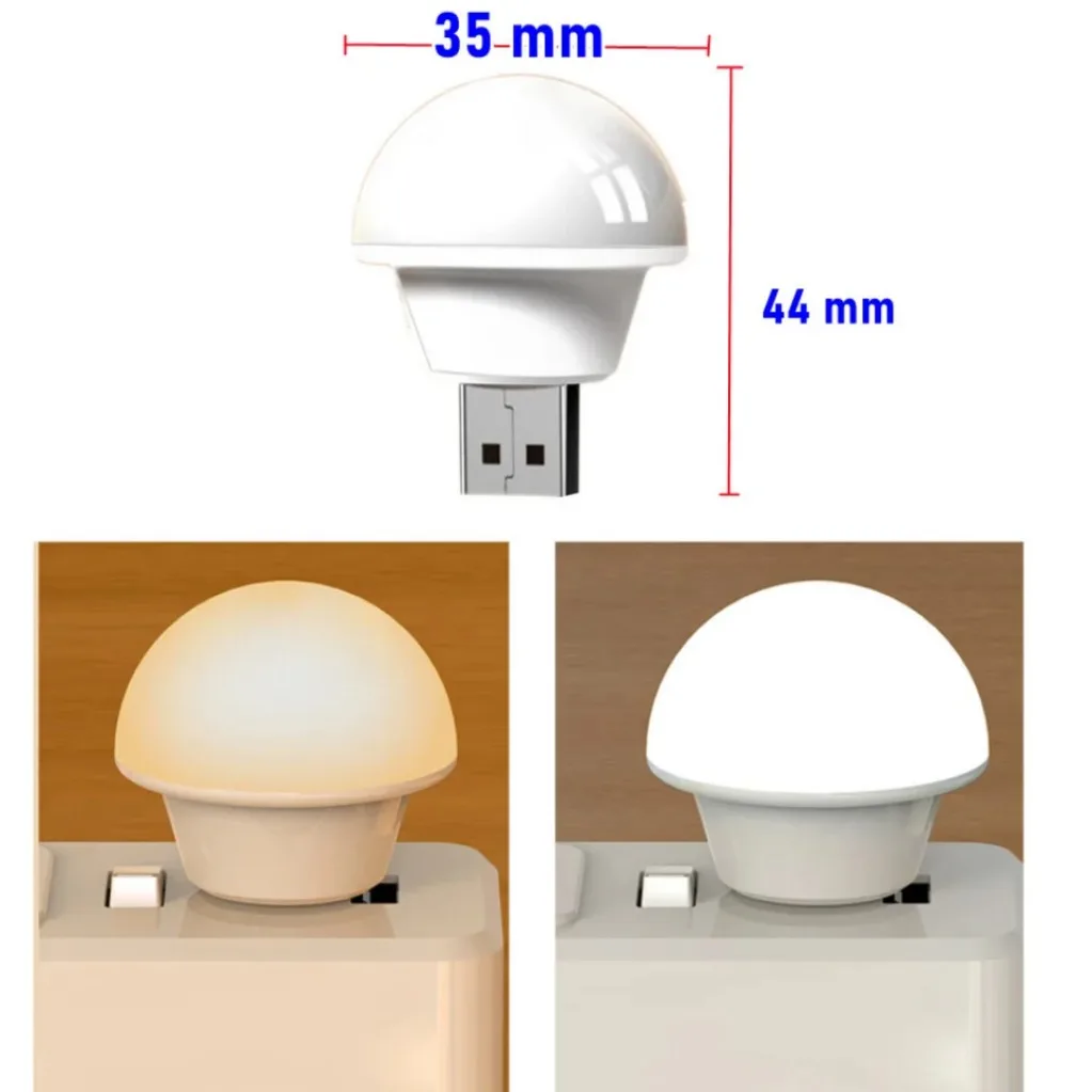 USB Night Light USB Book Lights USB Plug Lamp Mini LED Night Light Power Bank ricarica piccola lampada rotonda per la protezione degli occhi da lettura