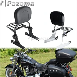 Motorcycle Sissy Bar Detachable Backrest w/Rear Luggage Rack For Harley Softail FatBoy Cross Bones Night Train Springer 2006-Up