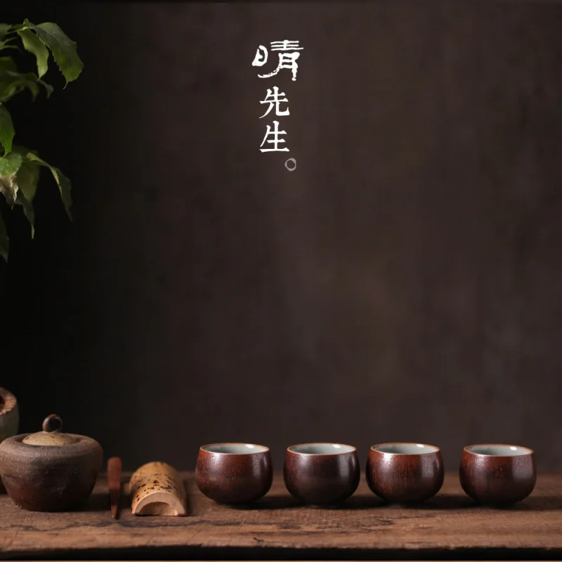 Jingdezhen Old Rock Clay Tea Cans Porcelain Sealed Storage Tea Caddy Japanese Style Coarse Pottery Pu'er Tea Tea Storage Pot Tea