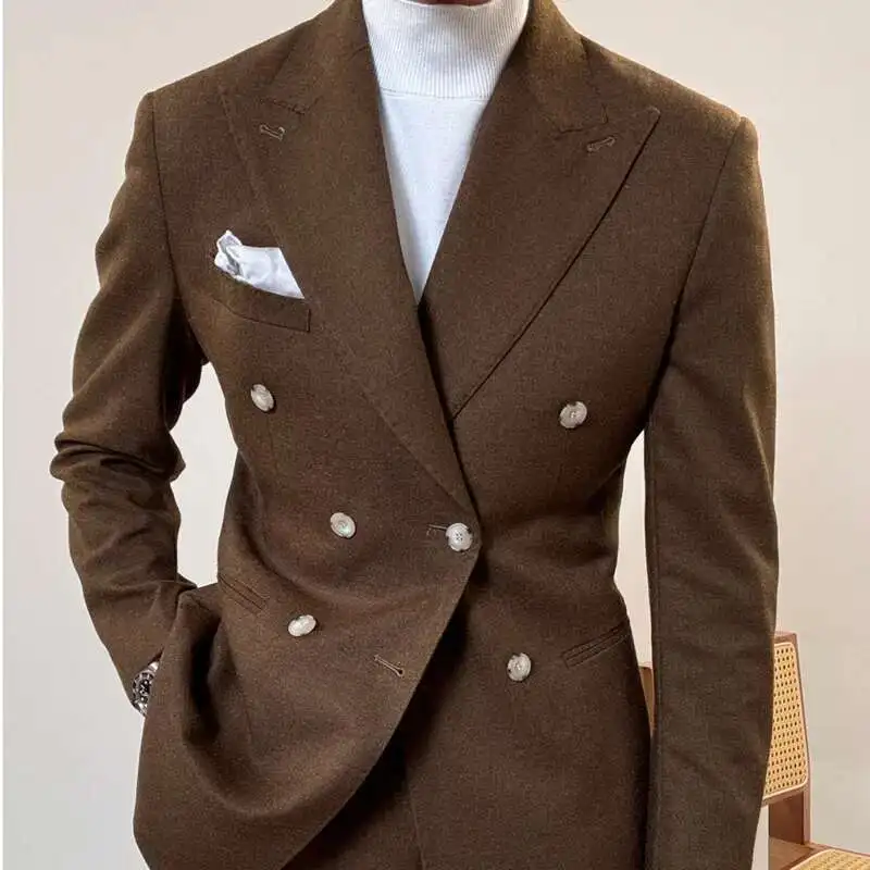 

Italian Style Double Breasted Blazer Men Lapel Collar Casual Business Autumn Jacket Men Blazer Masculino Slim Fit Blazer Hombre