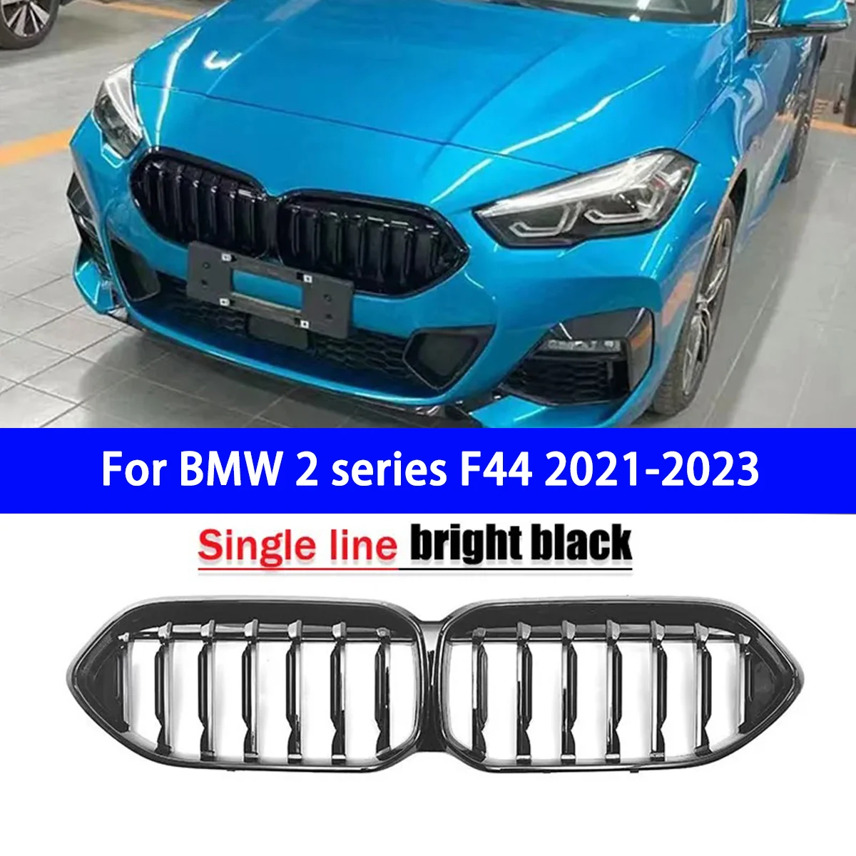 Suitable for BMW 2 Series F44 Four Door 225i M440i 2021-2023 Meteor Grille Car Front Bumper Guardrail ABS Material