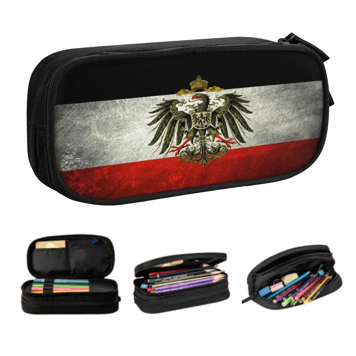 Custom Cute German Empire Flag Germany Pencil Case for Girl Boy Large Storage Pencil Pouch School Supplies