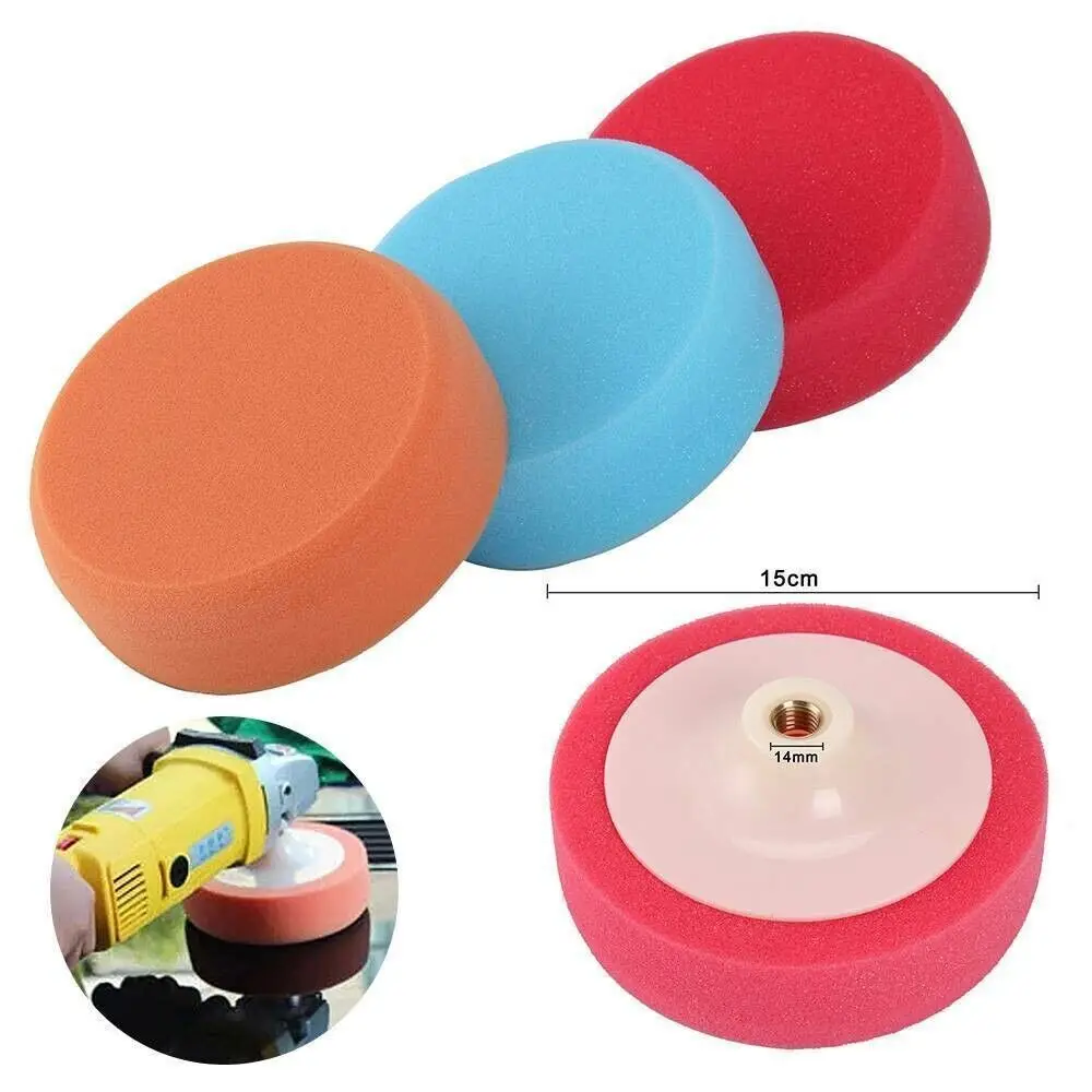 

3PCS M14 Thread 150mm Car Polishing Heads Mop Pads Sponge Soft Foam Buffing