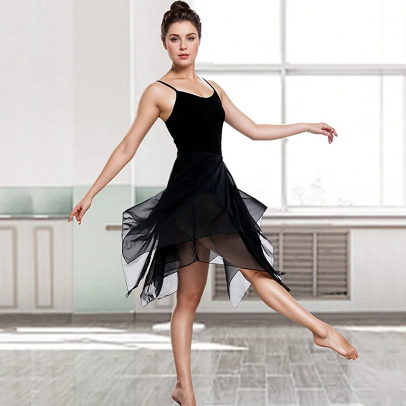 فستان قصير نسائي غنائي حديث رداء رقص الباليه لتنانير حفلات الرقص للبالغين مع أشرطة قابلة للتعديل وبطانة سفلية