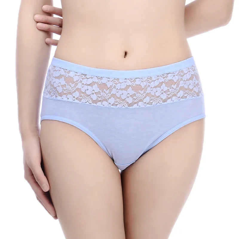 High-Rise Lace Women Underwear Comfortable Cotton Big Size Panties Sexy Ladies Underpants Breathable Female High-Waisted Briefs