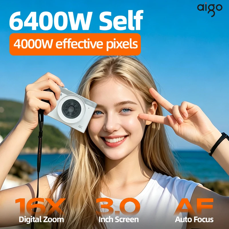 Aigo D9Ultra Digital Camera Flip Selfie Screen 4000W Retro Photographic Camera Support Video Recording for Student Travel Vlog
