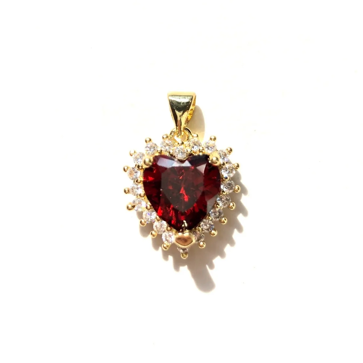 5pcs Red Purple Black Pink Blue Heart Charm Pendants Bracelet Bling Zirconia Paved Gold-Plated Girl Necklace Jewelry Wholesale