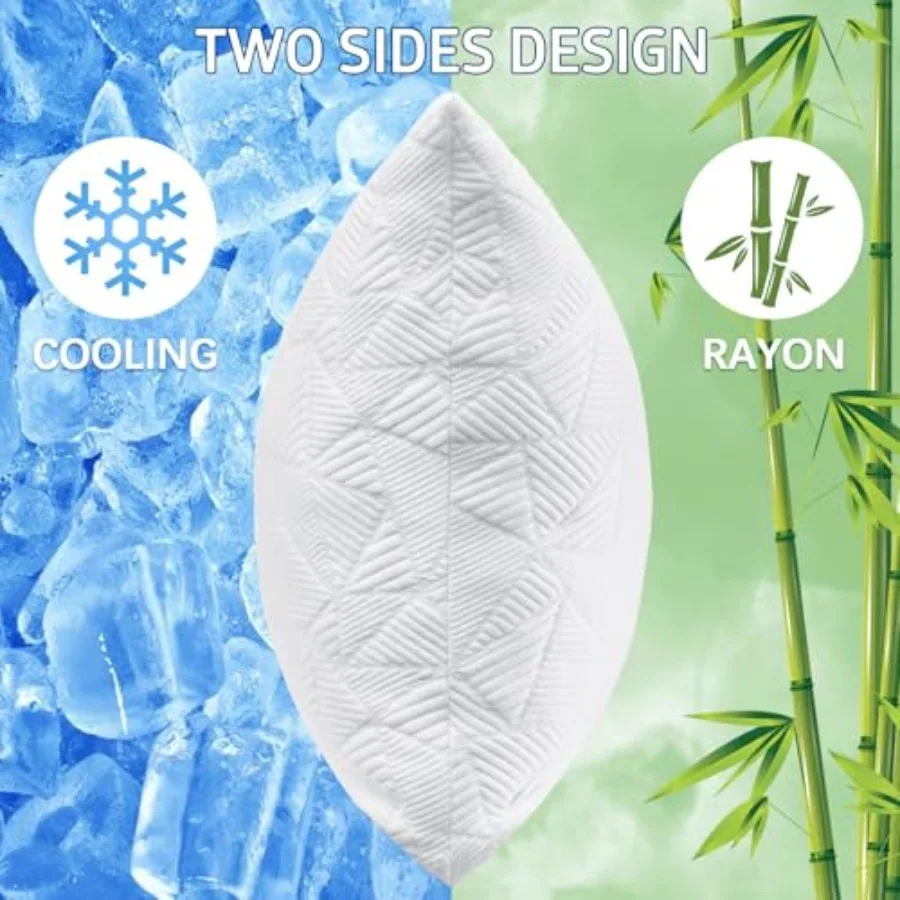 Cooling Pillows Set of 2, Shredded Memory Foam Standard Pillows Set of 2 for Hot Sleepers, Adjustable Firm Soft Support Pillow