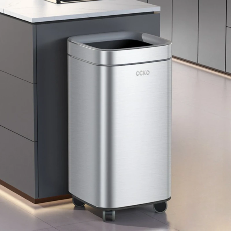 

Stainless Steel Trash Can Thicken Double-layer Waste Bins Living Room Luxury Litter Bins Large Capacity Recycle Dustbin Supplies