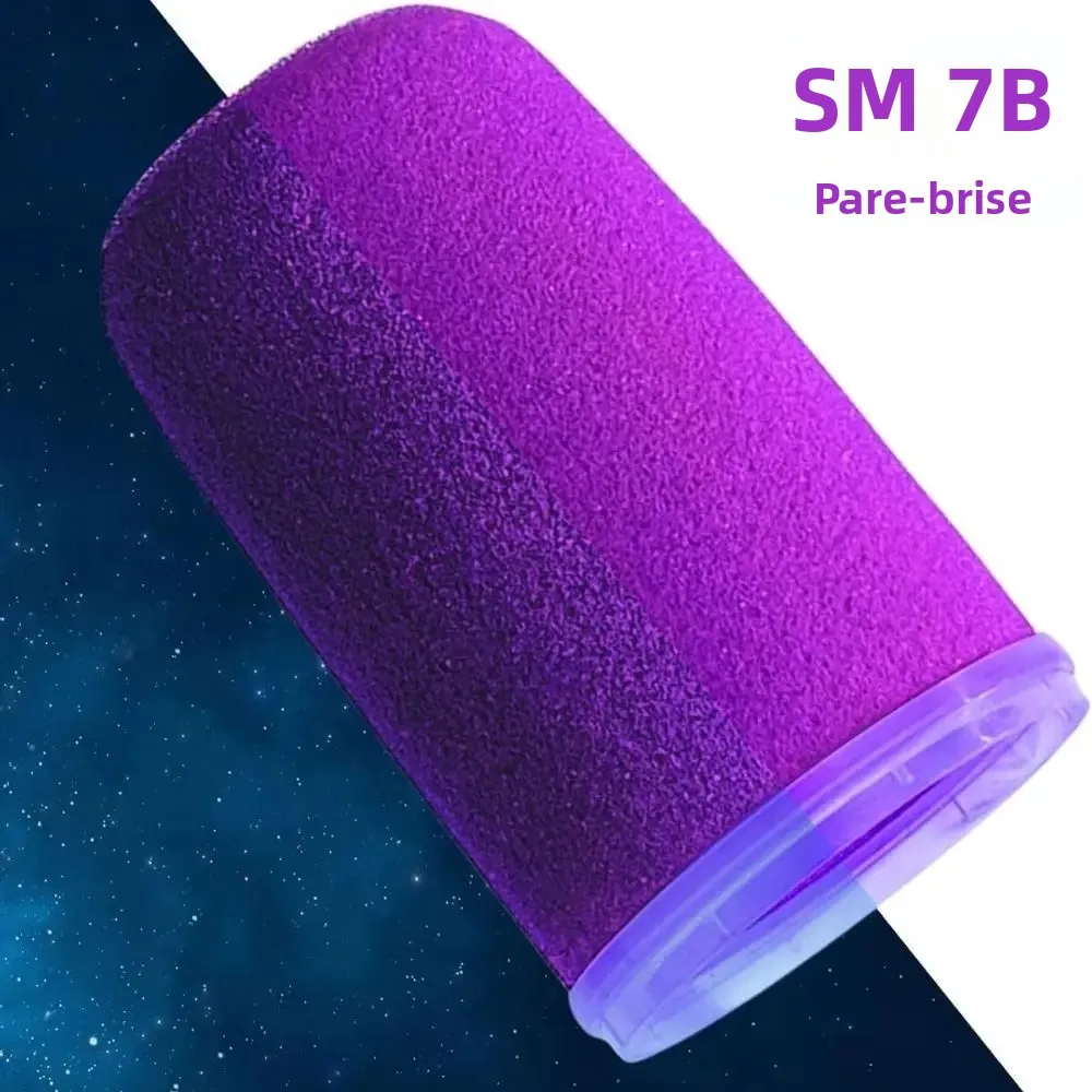 Filtre anti-pop pour micro SM7, pour Shure SM7B, SM7dB, pare-brise en mousse haute densité avec anneau lumineux violet, pour podcast