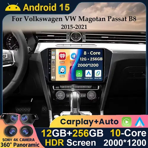 Android 15 Carplay para Volkswagen VW Magotan Passat B8 2015 2016 2017 2018 2019 2020 2021 Radio de coche reproductor GPS Multimedia estéreo