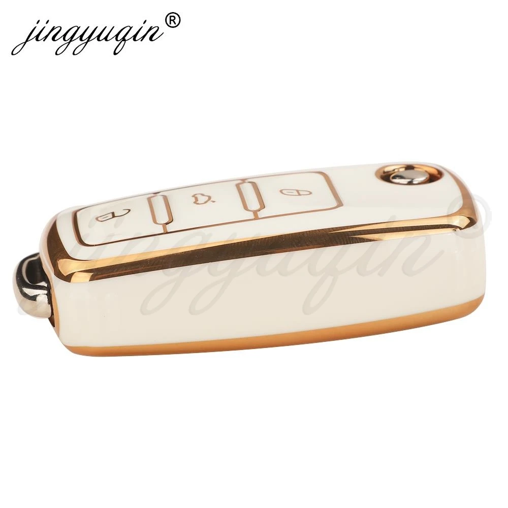 jingyuqin TPU Car Flip Key Case Cover For Volkswagen VW Polo Golf Passat Tiguan Beetle Caddy Eos Skoda Octavia Seat Leon Altea