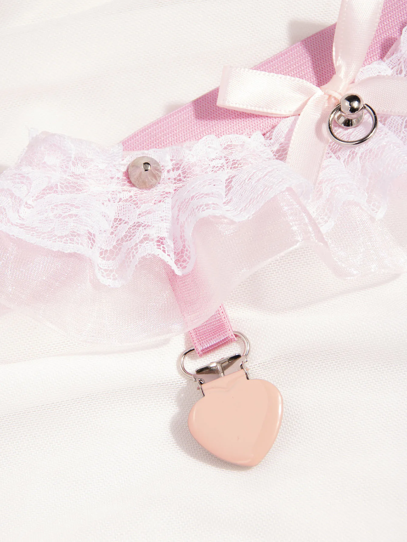 Women Lolita Harajuku Gorgeous Punk Gothic Heart-shape Ring Spikes Elastic Lace Garters Belt Retro Suspender Flower Harness image 4