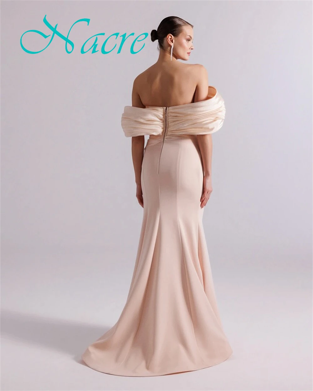 カスタマイズされたフォーマルジャージストラップレスイブニングドレス繊細な真珠ウエディングドレス高級オフショルダー特別な日のドレス