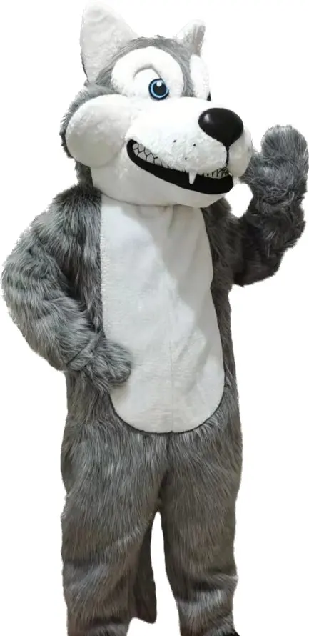 Realistic Wolf mascot costume Adults wear a walking cartoon Wolf to celebrate Halloween