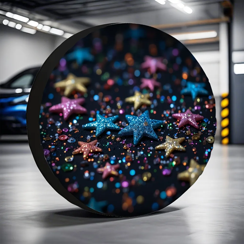 

Glitter Stars Spare Tire Cover Polyester Waterproof Sun Protection for SUV Truck