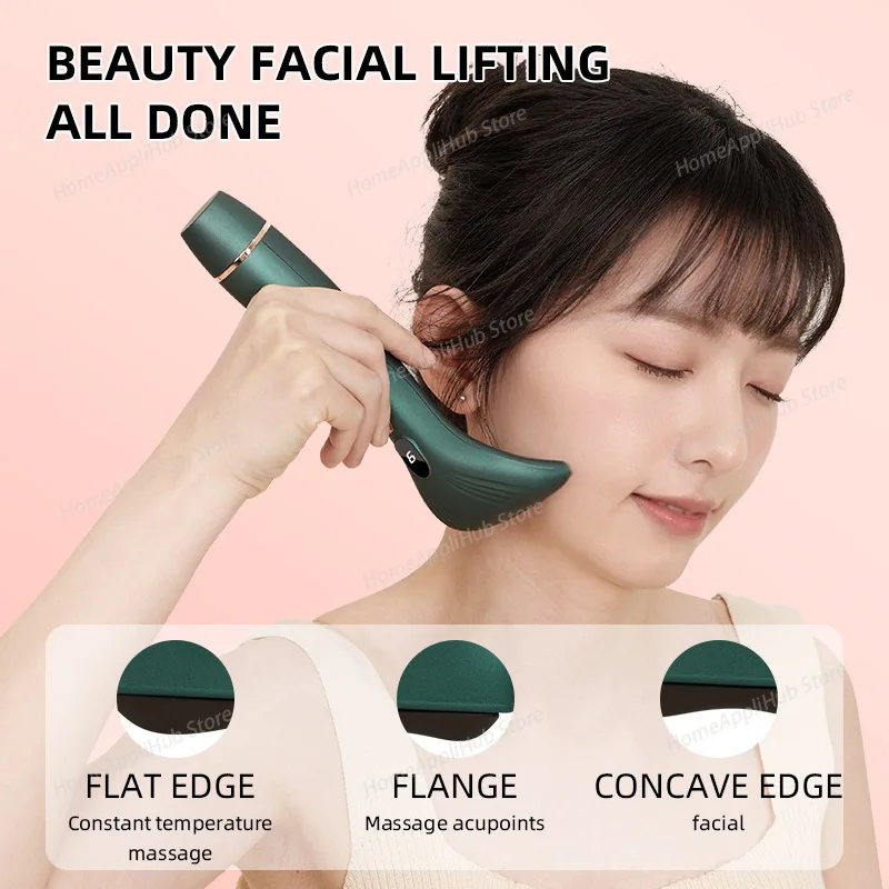 

Инструмент для лица Gua Sha, электрический инструмент Bianstone Guasha, инструмент для лица, подбородка, шеи, тела, вибрационный массаж с подогревом, камень для моделирования лица