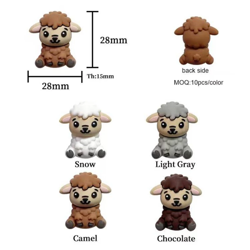 5/10Pcs New Focal Silicone Beads 3D Sheep Animals Shape For Jewelry Making DIY Pen KeyChain Bracelet Necklace Accessories