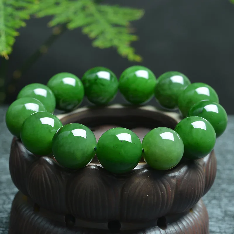 Natural Nephrite Fruit Green Jade Bracelet Men Women Healing Gemstone Fine Jewelry Genuine Chinese Hetian Jades Large Bracelets