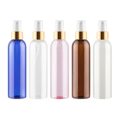 20Pcs Empty Plastic Bottle Shiny Gold Silver Pump 200ML Blue Pink Brown Portable Refillable Cosmetic Packaging Spray Mist Bottle