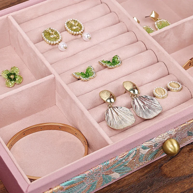 Luxury Jewelry Box Large Capacity Ring Bracelet Storage Boxes Girl Necklaces Earring Organizer Travelling Jewelry Box Women Gift view 6