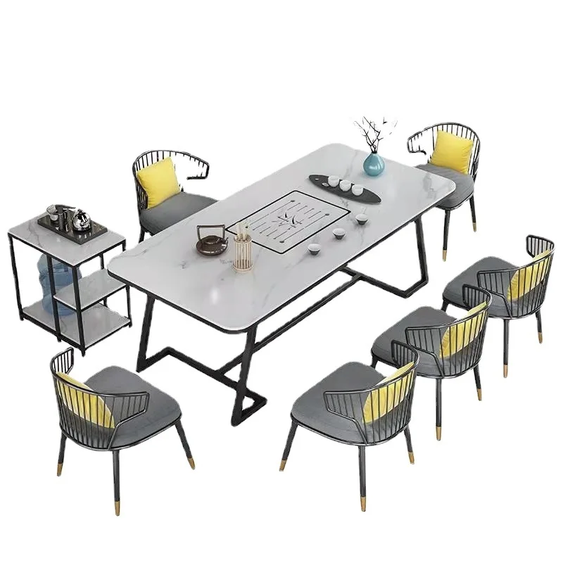 New Chinese light luxury rock slab tea table, simple modern tea table and chair combination