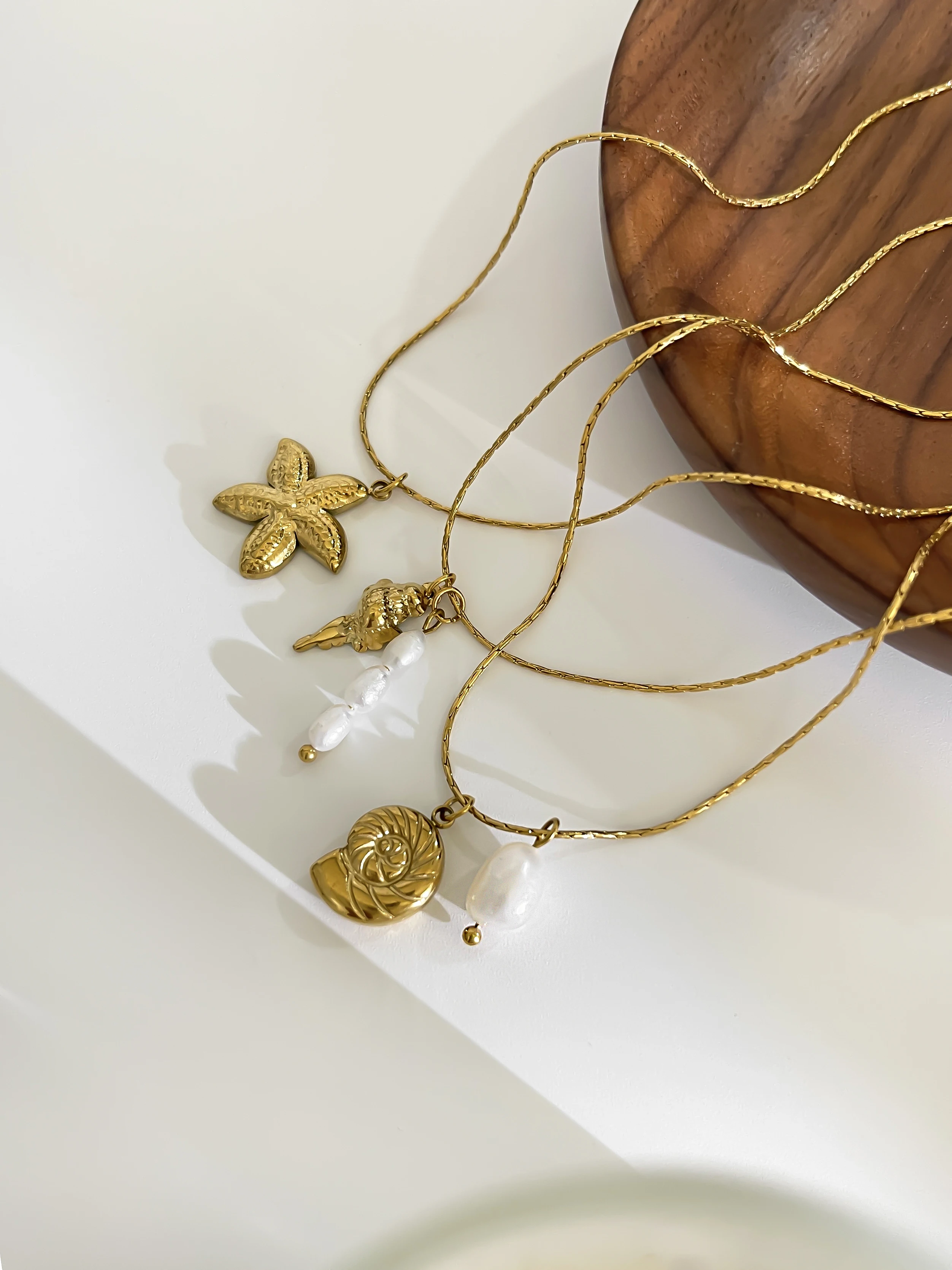 Peri\'sbox Waterproof Beach Party Holiday Jewelry Natural Freshwater Pearl Conch Starfish Pendant Necklace Women Trendy Accessory