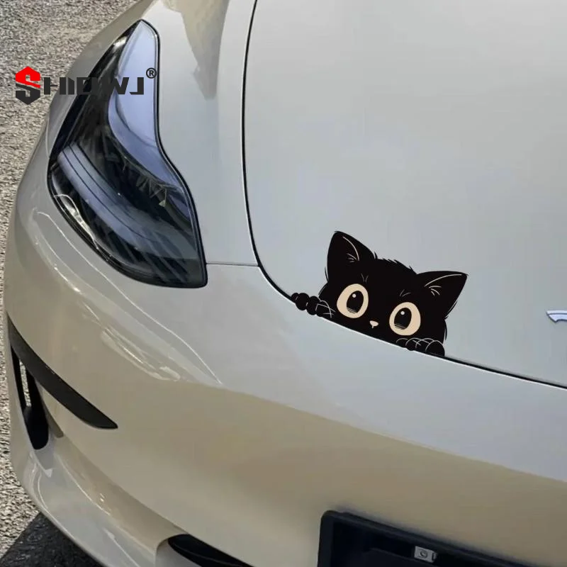 

Anti-Scratch Black Cat Vinyl Stickers: Waterproof, 4-Piece Set for Cars and Motorcycles