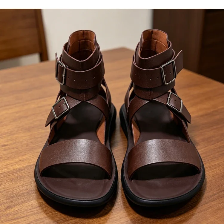 Modische Römische Sandalen für Herren, Sommertrend, Doppelriemen, Rutschfest, Weiche Sohle, Atmungsaktiv, Lässige Slip-On Pantoffeln-2530 – Detail 10