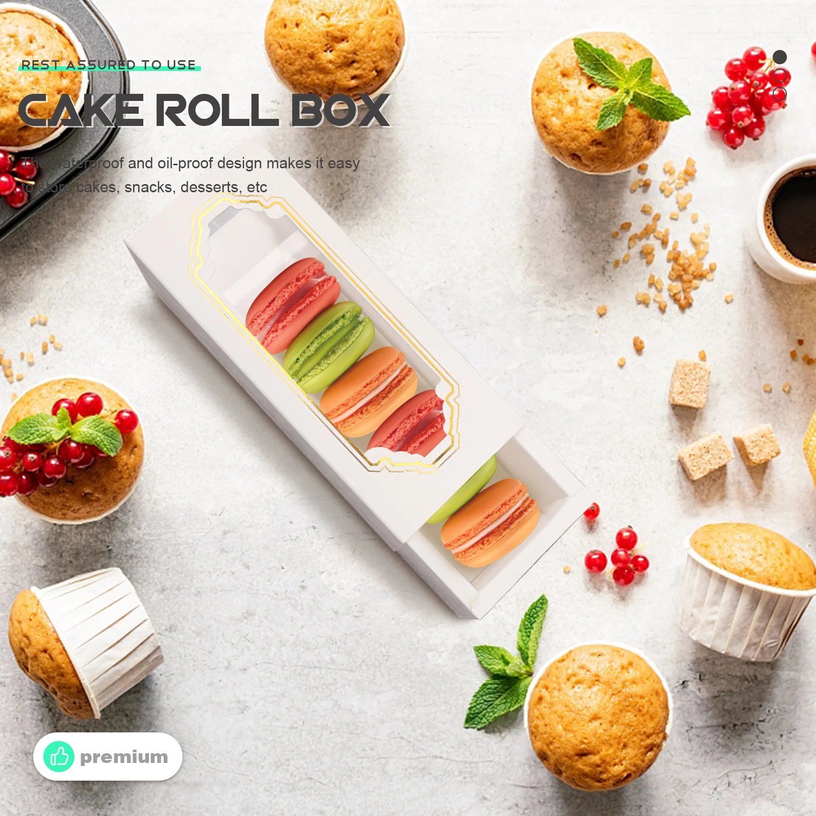 10pcs Cake Roll Packaging Box Food Grade Paper Window Design Waterproof Oil-Proof Baking Packing Box For Cake Dessert Storage