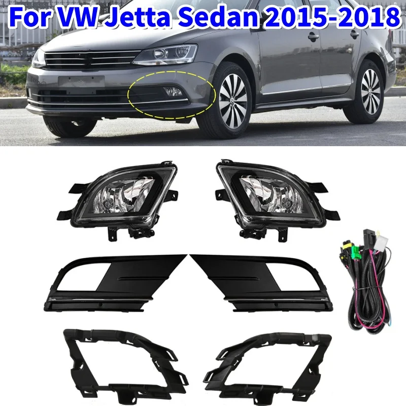 

Car Front Fog Light Kit Exterior Replacement Fog Lamp Kit For VW Jetta Sedan 2015-2018