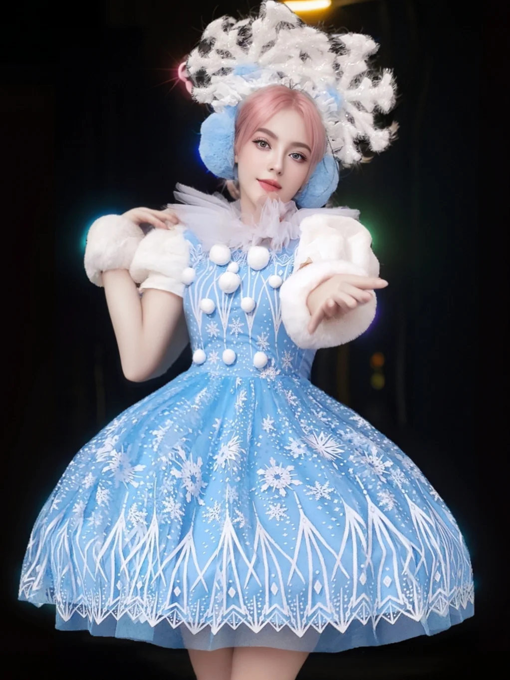 

Snow Princess Costume Blue And White Color Matching Gorgeous Cute Girls Snowflake Dress Dance Christmas Parade Costume 2025