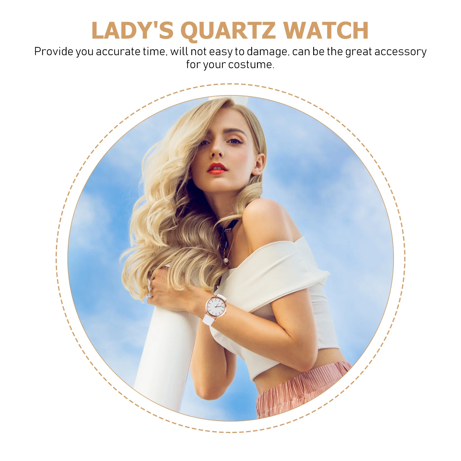 ساعة نسائية بحزام كوارتز مع حزام مريح من البولي يوريثان، أنيقة وخفيفة الوزن هدية عيد ميلاد للنساء #5