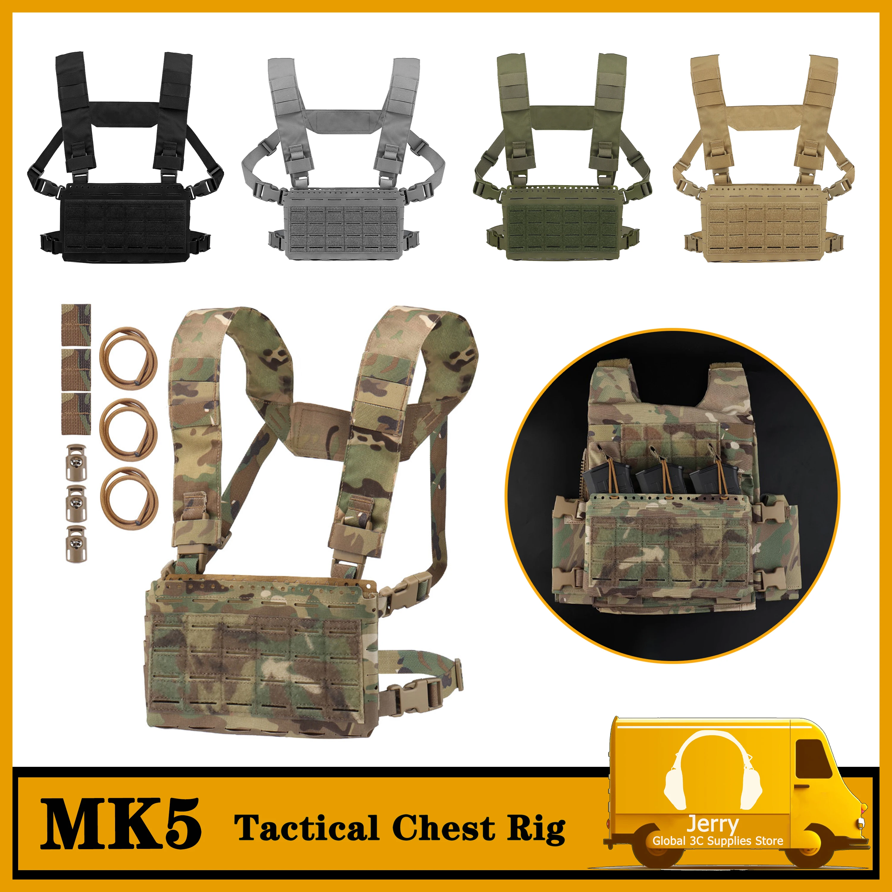 Chest tactical hanging backpack vest,front plate MOLLE mount hunting shooting storage equipment item bag airsoft magazine pouch