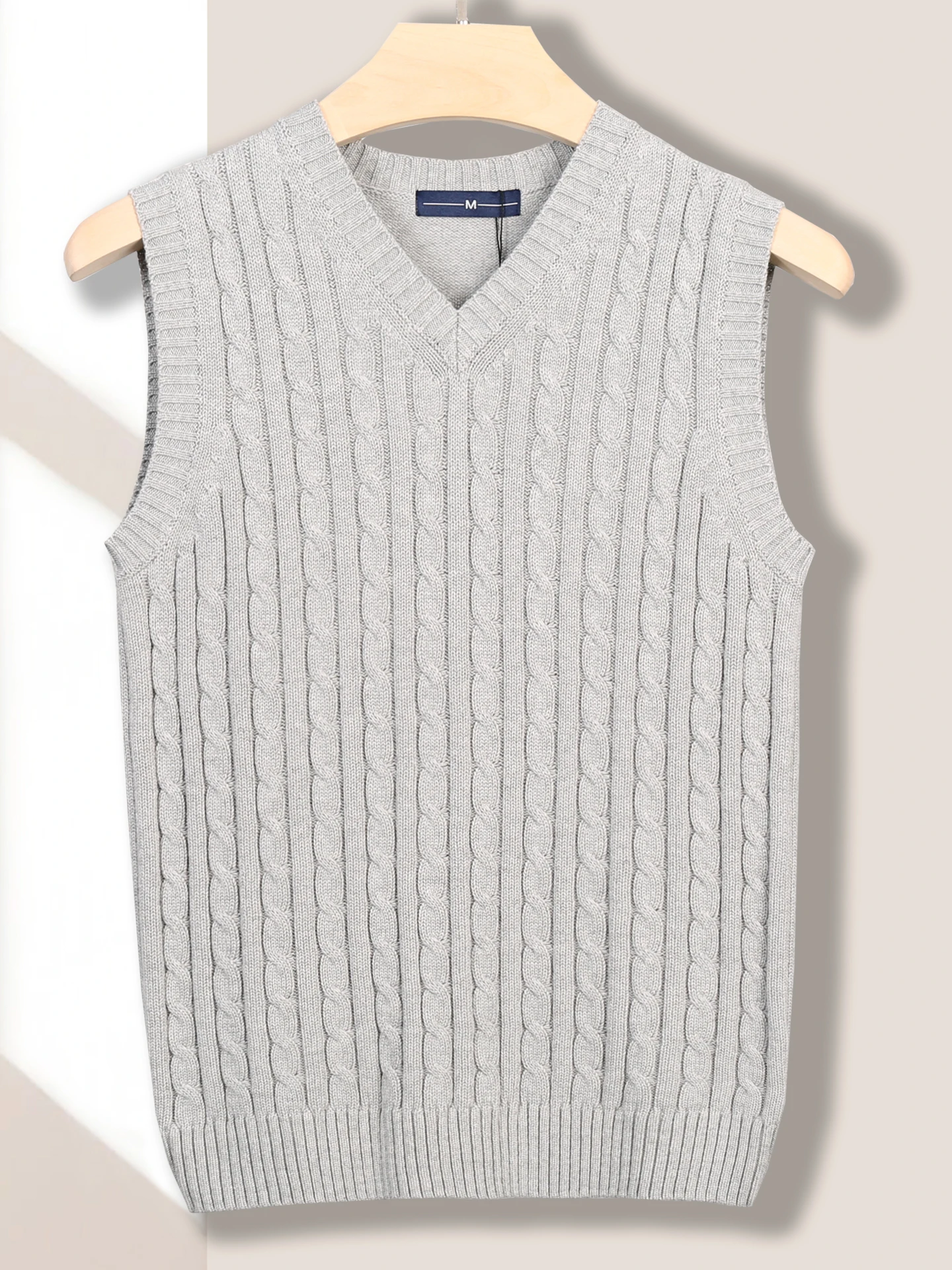 

Men's Pure Cotton Knitted V-Ne Sweater Vest Warm Cozy Winter Faion Ci Sle Breathable Sweat-ng Regular Fit Vest