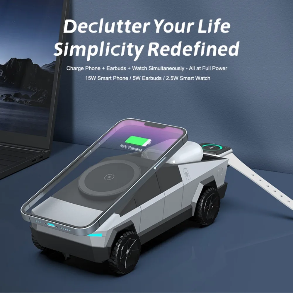Mecha Wind Fully Automatic Rotating Wireless Charging Desktop Multi-function for iPhone 16 15 Pro Max, Apple and Samsung Watch