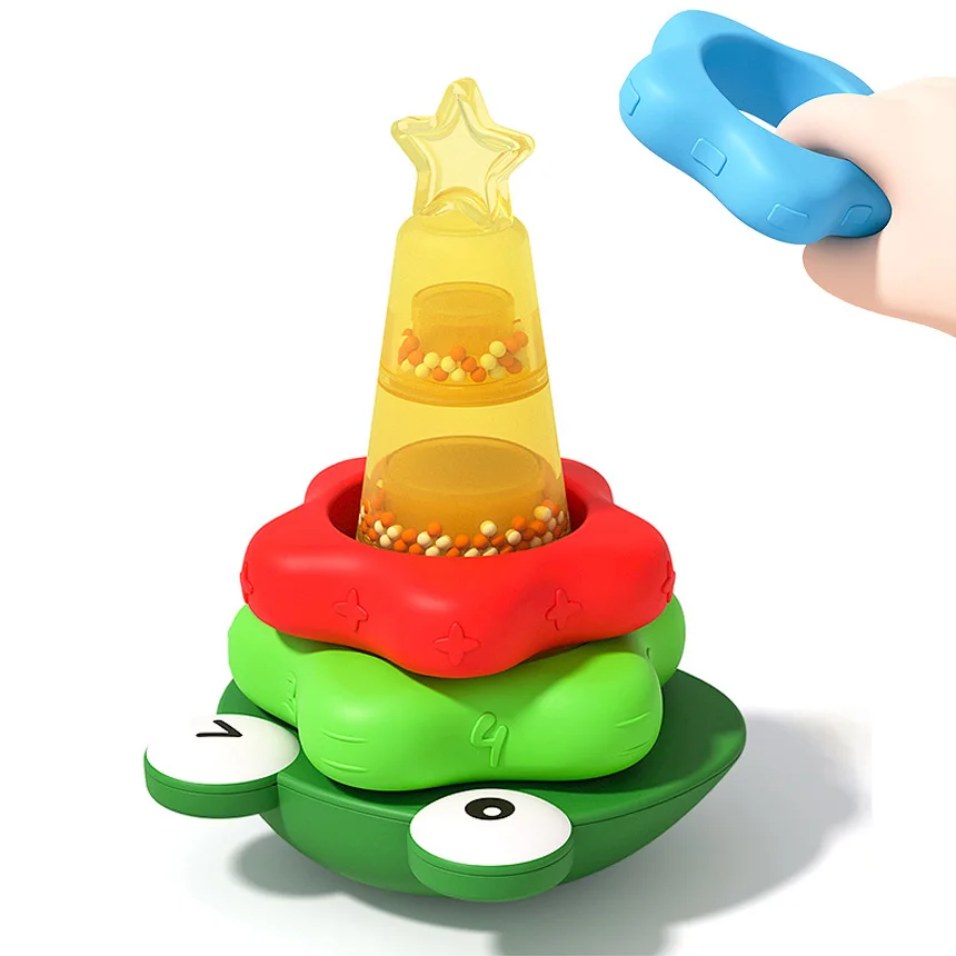 Baby Stacking Toys for 18M Toddler Sensory Montessori Toy with Roly-Poly Base Stacking Building Rings Toys with Sounds Kids Gift