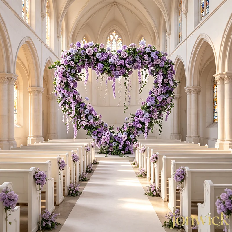 Lavendelviolette herzförmige künstliche Rosenranke Blumenarrangement Hochzeits-Hintergrund Valentinstag Event-Dekoration – Detail 6