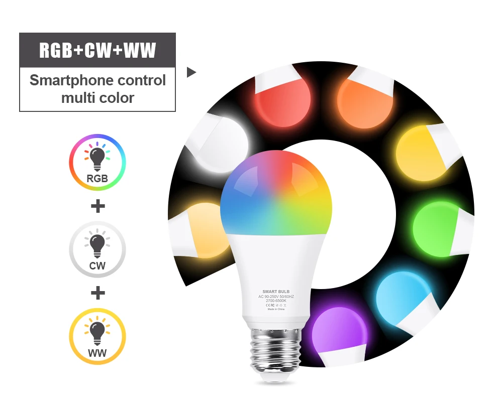 Ampoule Led intelligente Tuya Zigbee E27, 18W 15W, WiFi, lampe Led RGB + CW + WW, fonctionne avec Alexa Amazon / Google Assistant Home