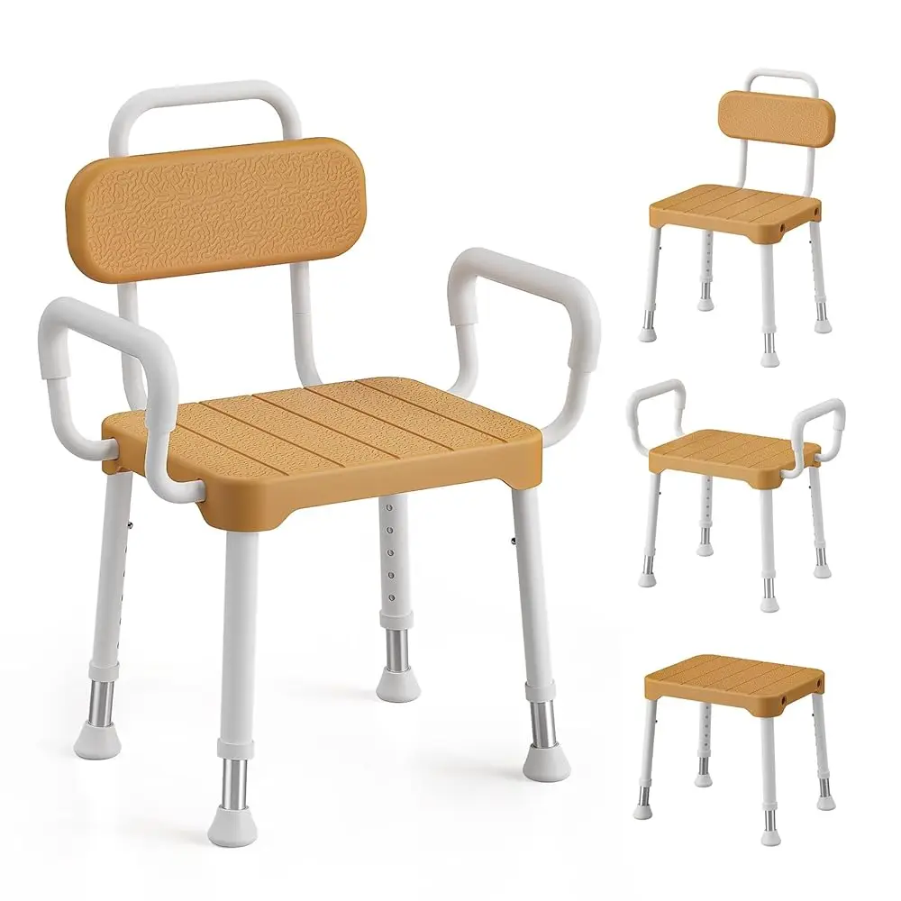 

AllexpreskShower Chair for Inside Shower, Adjustable Height 15.7\–21.2\, Shower Chair for Bathtub with Removable Padded Arms and