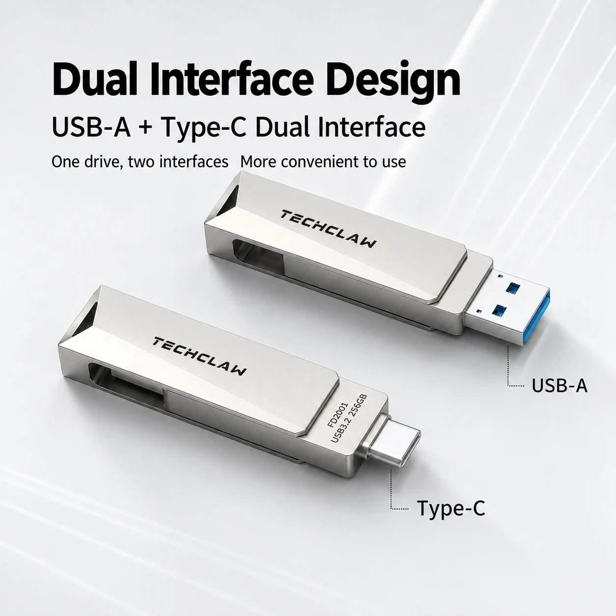 Pamięć USB 3.0 typu C, 2 w 1, 120 MB/s, szybka, metalowa, z funkcją OTG, 64 GB, 128 GB, 256 GB, 512 GB, do komputera, telefonu i samochodu. — zdjęcie produktu 3