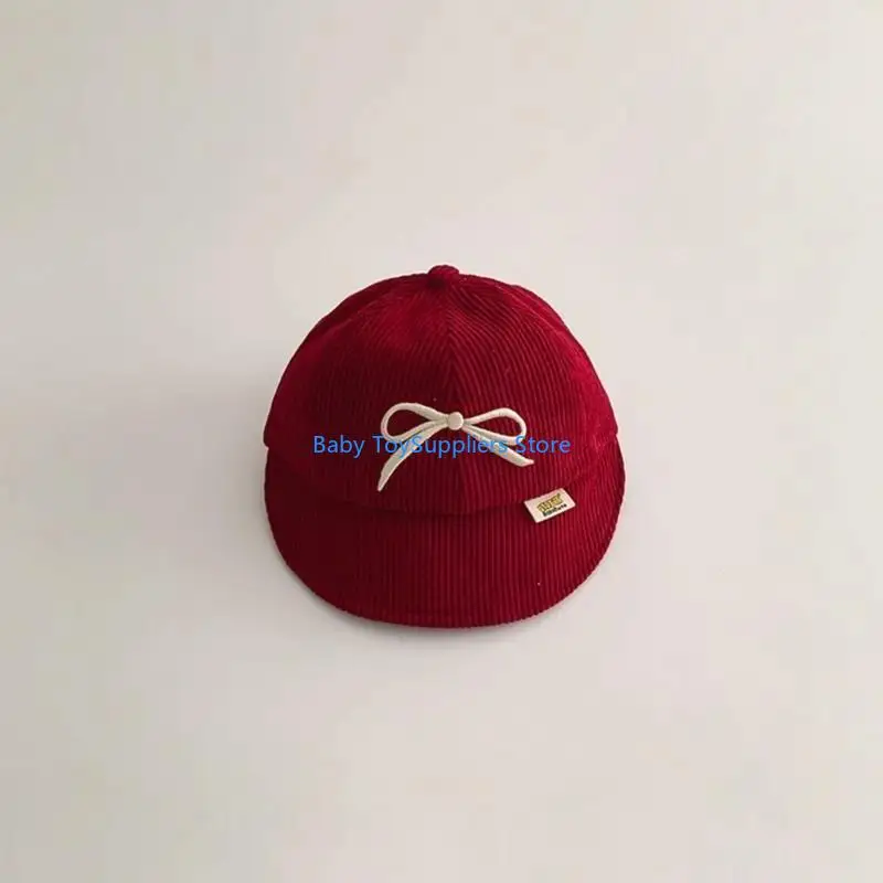 

R1WF Infant Girls Corduroy Baseball Caps with Bowknot Decor, Soft & Comfortable Sun Hat for Outdoor Activity Casual