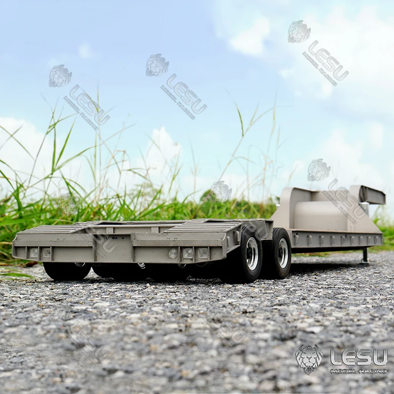 Estoque dos eua lesu 872mm metal madeira 4 eixos reboque para brinquedo 1/14 rc tamiya caminhão trator diy carro de controle remoto veículo