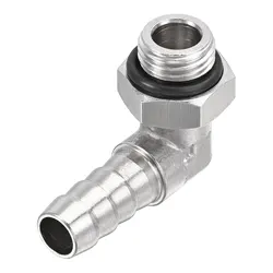 UXCELL Nickel-plated Copper Hose Barb Fitting Elbow 8mm Barbed M12x1.25 Male Thread Right Angle Pipe Connector with O-Ring