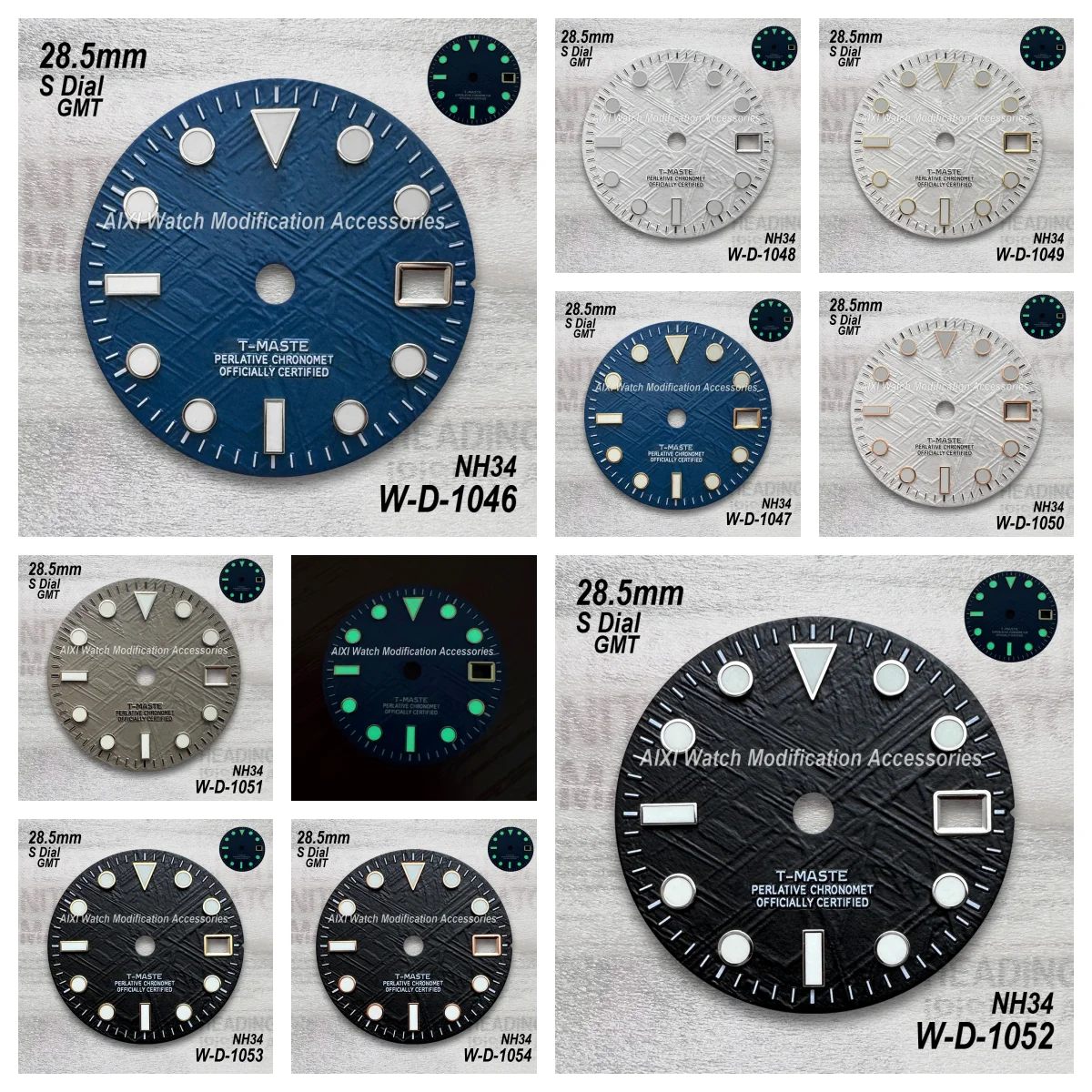 28.5mm GMT Meteorite S Dial Fit NH34 Japanese Movement Green Luminous Watch Modification Accessories