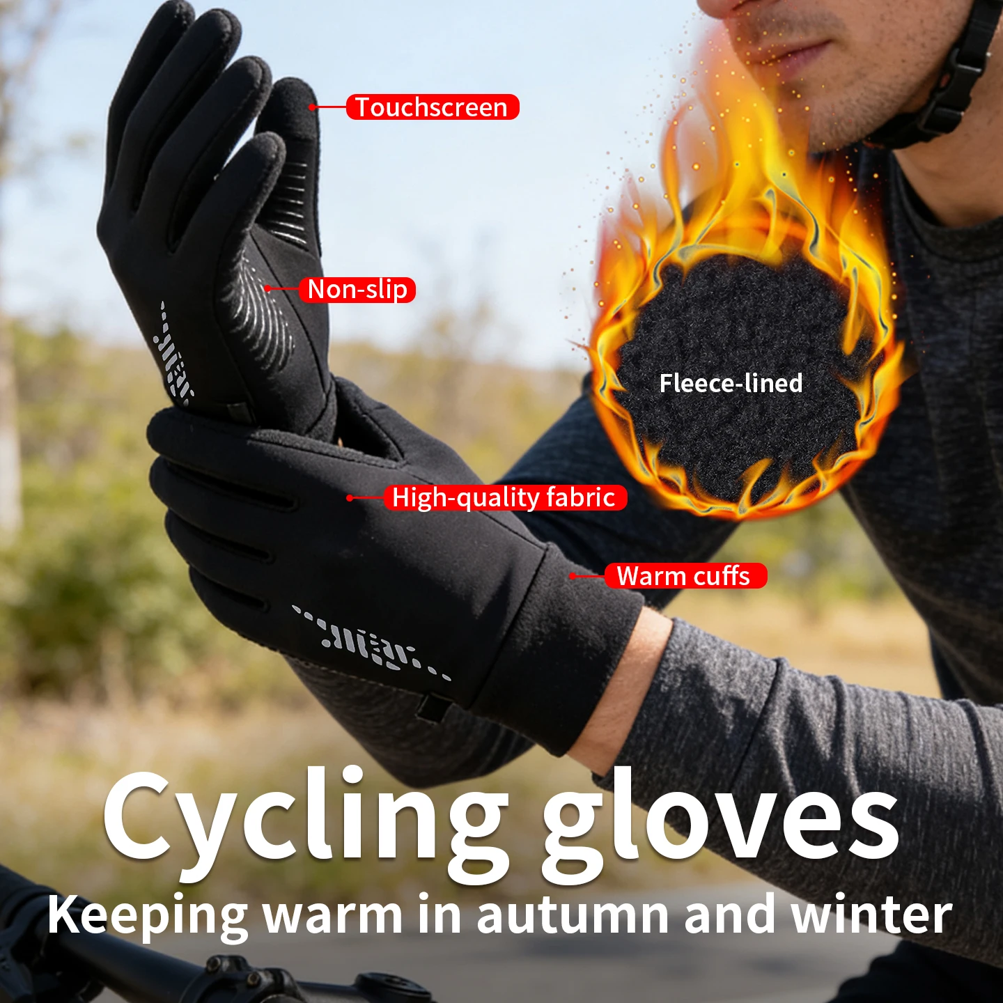 Winter Touchscreen Gloves Fleece Lined Thermal Warm Anti-Slip Breathable Windproof Knit Cuff Men Women Cycling Driving OfficeJob